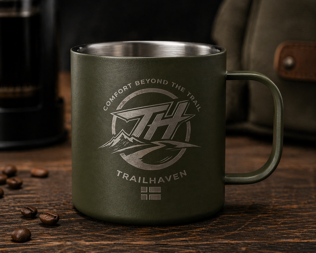 TrailHaven Insulated Camp Mug – Olive Green, Black